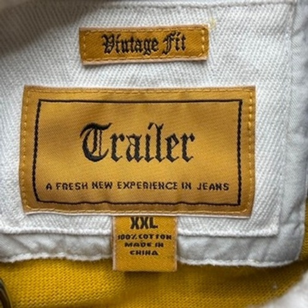 Trailer Vintage Fit Rugby Shirt Long Sleeve XXL Yellow Navy Striped Elbow Patch - Picture 4 of 11